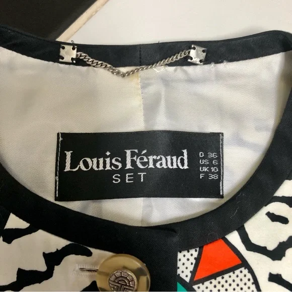 Vintage 80s Louis Feraud Multicolored Memphis Pattern Multicolor Blazer Jacket 6 - Picture 13 of 15